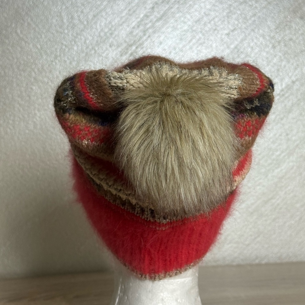 Juicy Couture Women One Size Multi-Colored Knit Wool Blend Beanie Hat Pom-Pom - Picture 7 of 13